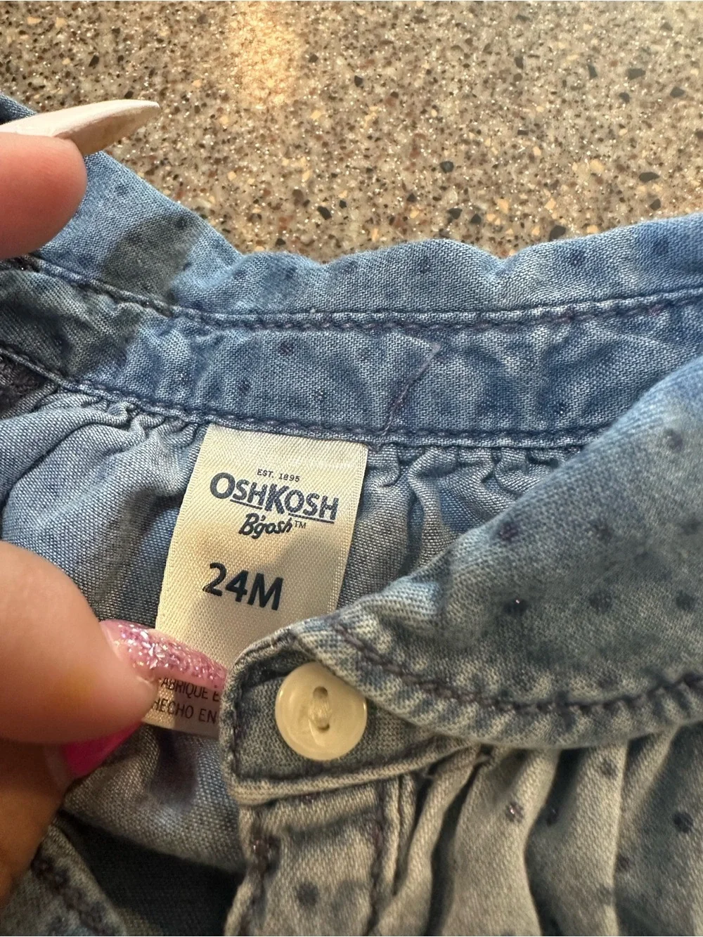 OshKosh B'gosh Light Blue Denim Shirt with Dot Detail